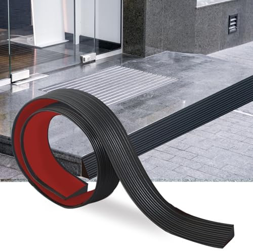 LANZLC Rampa per Soglia, 100 x 5.5 x 1.6 cm, Rampa per Sedia a Rotelle, Rampa in Gomma, in Silicone, Tagliabile, per Porte, Vialetti, Bagno