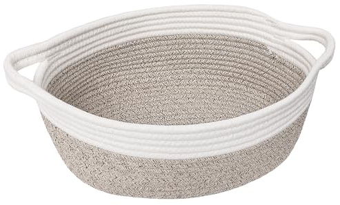 TIMEYARD Geschenkkorb Leer Geflochten Baumwolle 30x20x12cm Weiß Braun | Natürlicher Korb für Geschenke, Snacks und Babyartikel. Ideal für Wohnzimmer, Kinderzimmer und Bad