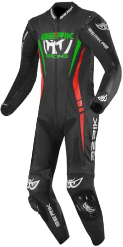 Berik Absolute GP Tuta in pelle da moto monopezzo, nero/rosso/verde, 52