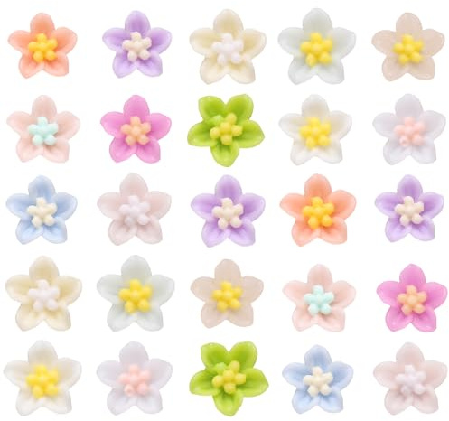 CoCud Mini Fiori In Resina, Diametro 0.22, Miniature Piccoli Fiori Charm Casa Delle Bambole Giglio Multicolore - (Utilizzi: Per Nail Art, Giardino Fatato, Creazioni DIY Gioielli