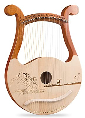 KXAOXGRC Leierharfe 19-saitige Mahagoni-Lyra-Harfe, Fingerklavier, for Kinder und Erwachsene geeignet, mit sämtlichem Zubehör im Lieferumfang enthalten