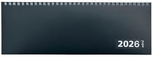 2026 ADINA bordliggande kalender 1W/1S kartongomslag skrivbordskalender 30 x 10 cm svart