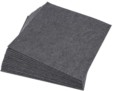 Lot de 15 carreaux de moquette - 60 x 60 cm - Dalles de moquette à décoller et à coller - Pour salon, chambre à coucher et salle à manger, etc (gris foncé)