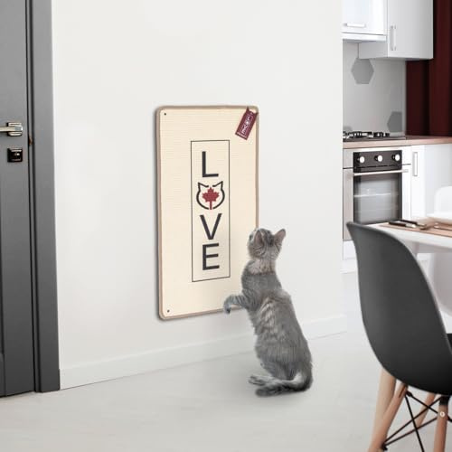 CanadianCat Company | Katzen Kratzteppich Love beige Kratzmatte für Wand & Boden, Möbelschutz, Kratzteppich für Katzen, ca. 80 x 40 x 1 cm