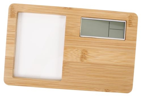 Cabilock Digital Alarm Desk Clock with Wooden and Plastic Frame, Multi-use Beige Display Clock Featuring Alarm Function, for Working Environments and Kitchen Use