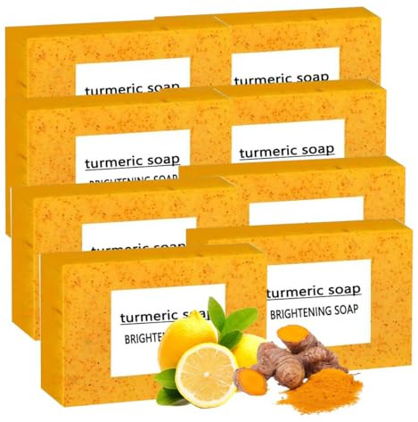Zitronen-Kurkuma-Soa, Peeling-Whitening-Seife, Tiefenreinigung, Feuchtigkeitsspendend, Leuchtend, Für Fettige, Trockene, Empfindliche, Gesicht Und Körper Gesicht & Körper Hand Achselhöhle (8pcs)