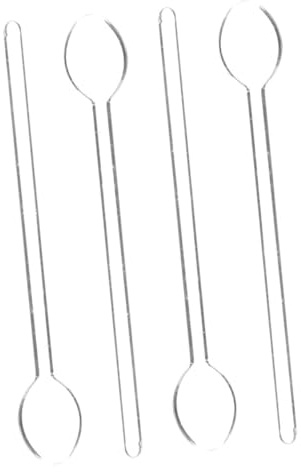 UKCOCO Cuillères en Verre Matériau Verre Résistant Lot de 4 à Long Manche Plusieurs styles Tête Ronde Élante Mélange Facile Usage la Cuisine Moderne pour Dessert et Café
