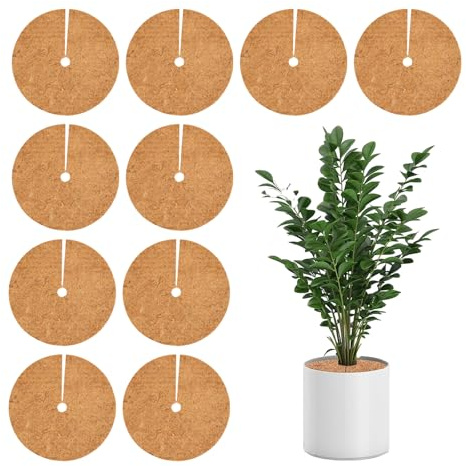 KEORHEZ Lot de 10 tapis en coco - Protection hivernale - 30 cm - Protection des plantes - Tapis en coco pour plantes - Disque de paillage en coco marron - Protection contre le froid et le gel