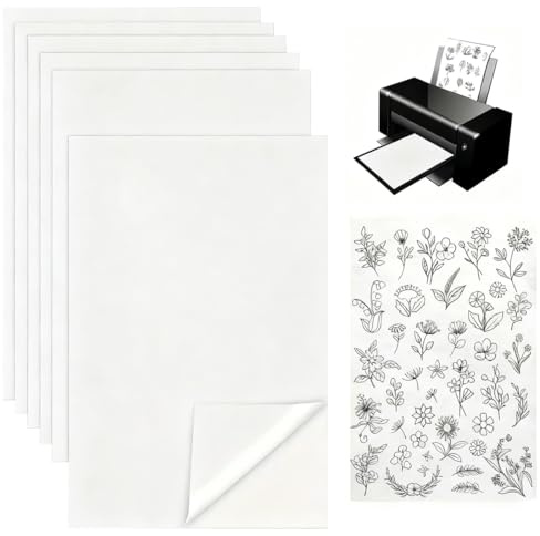 6 Pezzi Stabilizzatore da Ricamo Autoadesivo Idrosolubile Carta da Ricamo Stampabile, Adatto Stampare o Disegnare Modelli, Ricamo a Mano e a Macchina