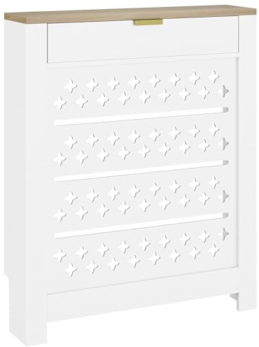 HOMCOM Cubierta de Radiador 2 Cajones Abatibles 78Ax19Px95.5H cm Blanco