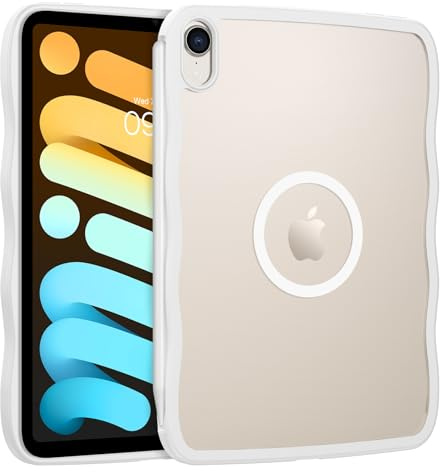 BENTOBEN Magnetic Case for iPad mini 7 A17 Pro 2024/iPad mini 6 2021 8.3inch, Wave Frame Anti-slip with Pencil Holder Translucent Matte Military Protection Shockproof Case for iPad mini 7th/6th, White