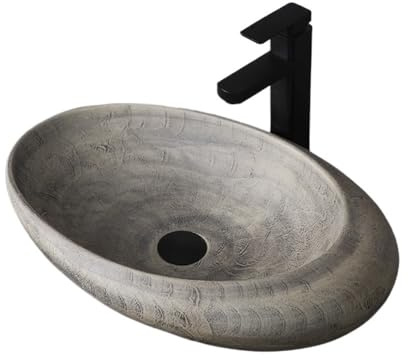 Lavello Bagno Lavandino ovale da appoggio for esterni, balconi, interni, bagno, lavabo, domestico, vintage