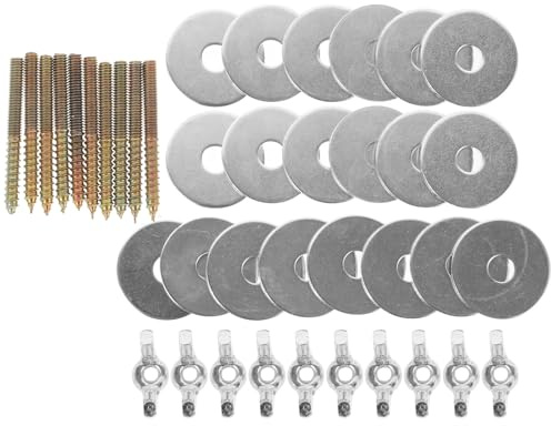 Mikikit Bird Perch Screws Lightweight and Sturdy Iron Silver 10 Sets with Nuts and Gaskets Fixing Screw Kits to Ensure Pet Safety for Bird Cage Accessories