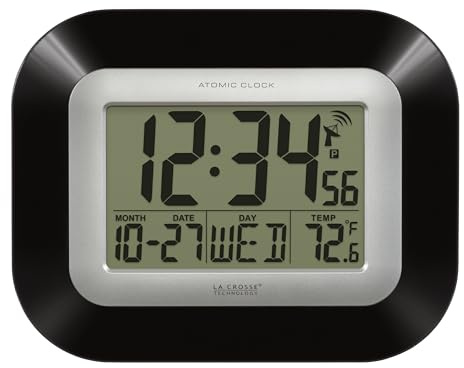 La Crosse Technology Atomic Wall/Table Clock, 7.2-inch H x 8.95-inch W x 1.2-inch D (WT-8005U-B)