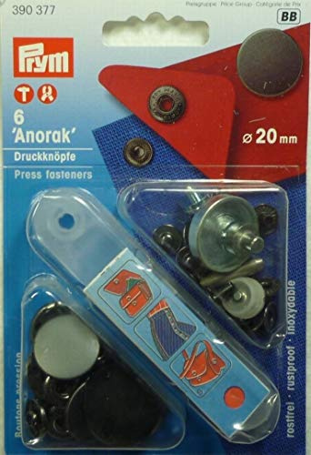 Prym Nähfrei Anorak Druckknöpfe, 20 mm, flach matt, brüniert