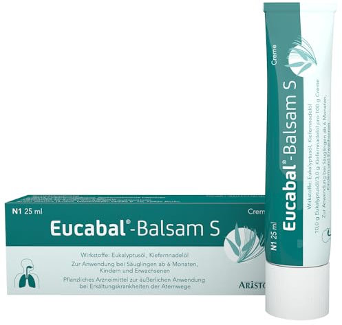 Eucabal-Balsam S 25g – Pflanzlicher Erkältungsbalsam für die ganze Familie – Befreit die Atemwege und fördert das Abhusten – Frei von Menthol, Campher und Konservierungsstoffen