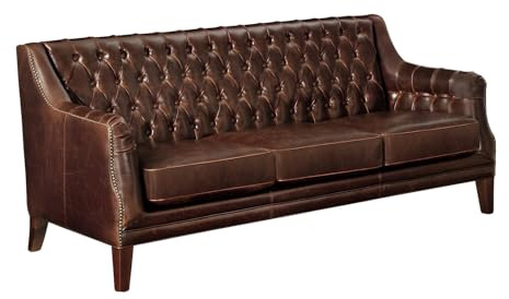 Vente-unique - Sofa ohne Schlafmöglichkeit 3 Colbert - Spaltleder - Schokoladenbraun