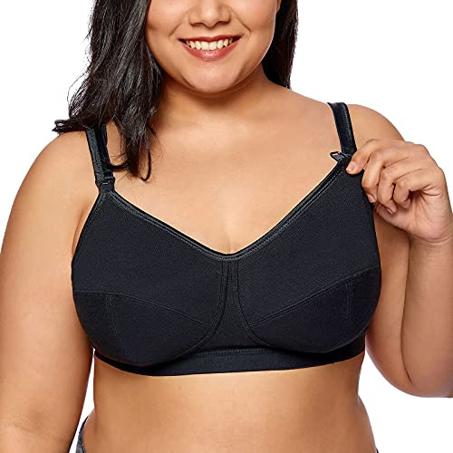 Gratlin Femme Soutien-Gorge d'allaitement Grande Taille en Coton sans Armature Noir 115G