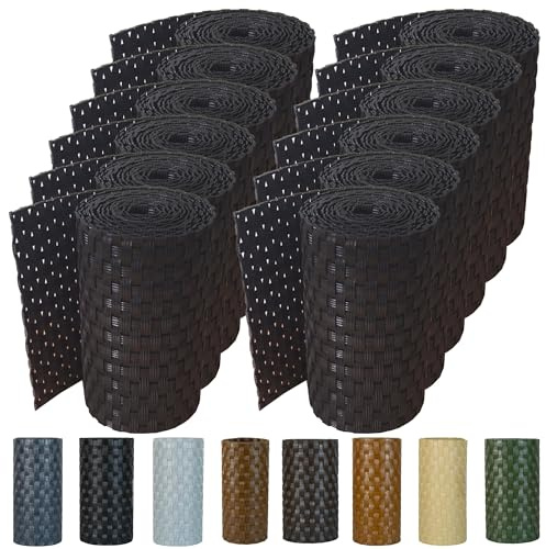 workingHOUSE Polyrattan-Sichtschutzstreifen, Sichtschutz für Doppelstabmatten Zaun, 19 x 255 cm (12 x Schwarz)
