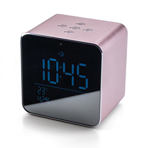 Daewoo DBT-305PK Altavoz Bluetooth con Reloj - Color Rosa Metalizado, Pequeno
