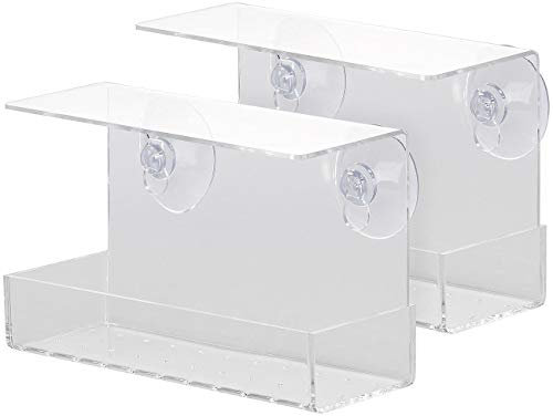 Royal Gardineer Vogel Winterfutterhäuser: 2er-Set Vogel-Futterhäuser, Acryl, Saugnapf-Befestigung fürs Fenster (Transparentes Futterhaus, Vogelfutterhaus Fenster, Vogelfutter)