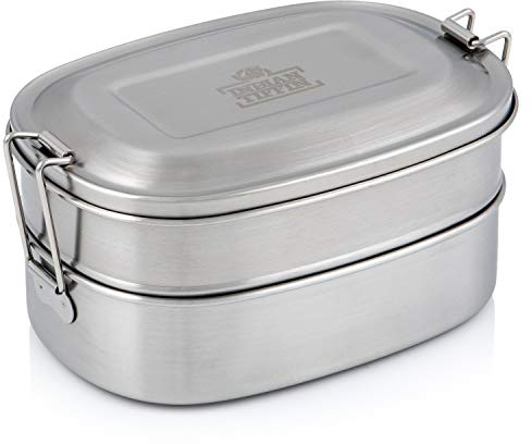 Stainless Steel Indian Tiffin Double-Layer Rectangular Lunchbox by Indian-Tiffin