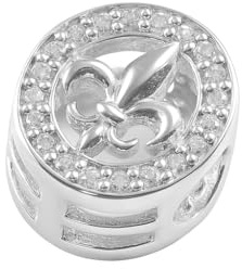TALISMAN JEWELLERY Breloque en argent 925 et zircons blancs pour bracelet chaîne serpent - Fleur de lys (10 mm) (chaîne non incluse), Argent