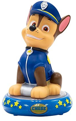 Kids EUROSWAN- LAMPARA Paw Patrol Lampe LED DE Nuit Figura 3D Chase, Dessin animé, PW19761, Multicolore, 25x15x15 cm