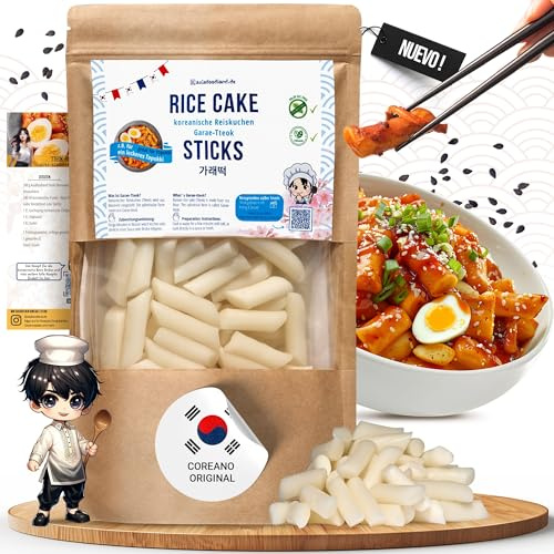 asiafoodland - Reiskuchen natur - Reis Sticks - Rice Cake - Reisnudeln - für z.B. Tteok-bokki/Topokki, 1er Pack (1 x 400g)