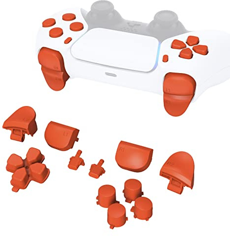 eXtremeRate Replacement D-pad R1 L1 R2 L2 Triggers Share Options Face Buttons for ps5 Controller BDM-010 BDM-020, Custom Full Set Buttons Repair Kits with Tools - Without Controller - Orange
