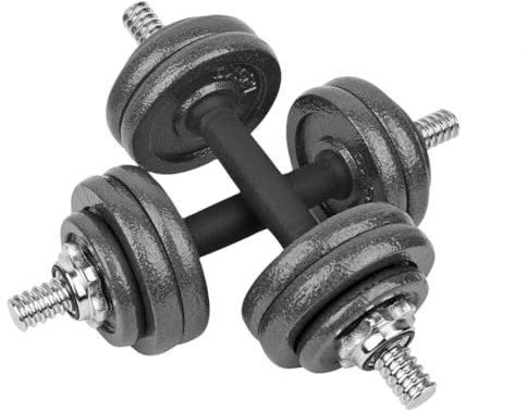 wuuhoo® Kurzhantelset Phil Kurzhantelstange inkl. Hantelscheiben aus Gusseisen 27/30 mm, Kurzhanteln Stahl verchromt mit Sternverschluss - Fitnessgerät für Zuhause 15 kg