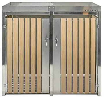 WESTMANN Mülltonnenbox für 2X 240L Mülltonnen 84x134x125 cm Silber 240 L