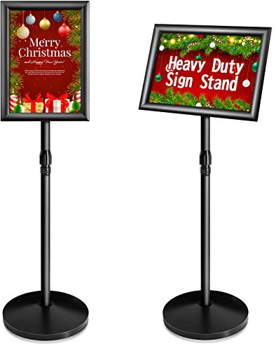 VAIIGO New A4 Heavy Duty Sign Holder Poster Stand, Adjustable Menu Display Stand Floor Standing Sign Holder with Cast Iron Base for Poster, Menu, Ads, Sales, Notice, Signage Display Stand (A4, Black)