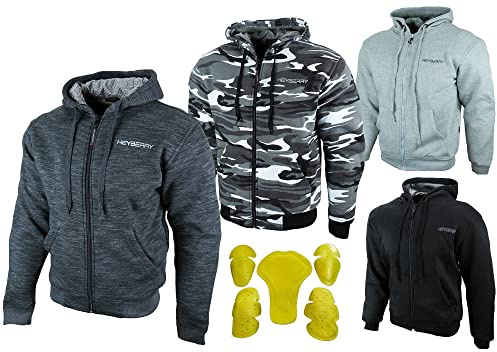 HEYBERRY Hoody Motorradjacke Roller Hoodie mit Aramid Schwarz Gr. M