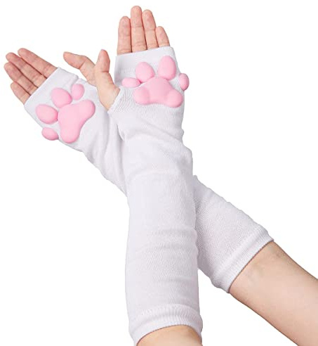 SIROLISA Niedliches Katzenpfote Kostüm, Kawaii Katze Cosplay Kawaii Weiche 3D Zehen Bohnen Fingerlose Katzenklaue Pfoten Cosplay Set für Frauen