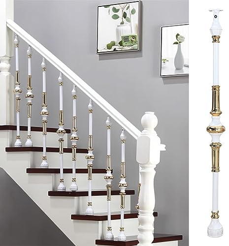 ZAQYCM Escalier Garde Corps 85cm Rampe De Terrasse Extérieure en Aluminium 100 50 30 20 10 Paquet, Poteau en Métal De Décoration en Laiton pour Escaliers Intérieurs Et Marches en Bois(White,1 Pcs)
