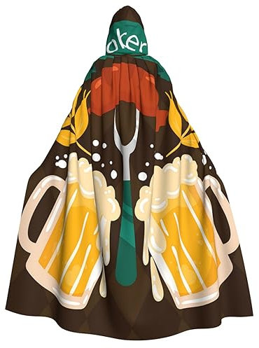 ZORIN Cape à capuche Costumes d'Halloween 59 Robe avec capuche Drapeau de l'Oktoberfest Chope de bière Capes de déguisement unisexe pour Halloween Noël Cosplay Party