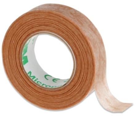 P-Beauty Micropore Tape Vliespflaster Hautfarben mit Anwendungstipps by medizinisches Klebeband Wimpernverlängerung, Hautpflaster Hypoallergen, Atmungsaktiv, Wasserfest (1,25cmx9,14m, 1 Rolle)