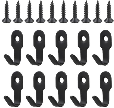 NiceLand 10 mini ganci da parete per vestiti, in metallo, colore nero, con 10 viti, per camera da letto, soggiorno e cucina