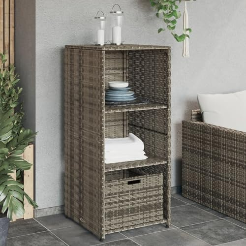 CIADAZ Gartenschrank Grau 50x55x115 cm Poly Rattan, Geräteschuppen, Gerätehaus, Wetterfest, Outdoor Schrank, Gartenhausschränke, Terrassenschrank - 365549