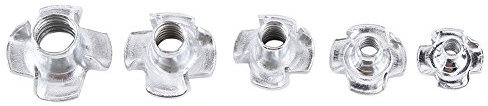 Einschlagmutter M5 Verzinkter Kohlenstoffstahl 90 Stück Kohlenstoffstahl M3/M4/M5/M6/M8 Vierzackige T-Muttern Blindeinsätze Mutter für Holzmöbel Ecrou Aiffe M10 Silber