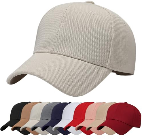 Baynetin Gorra de Béisbol, Unisex Transpirable Color Sólido Ajustable de Estilo Polo Clásico Deportivo Cierre Snapback Anti UV Sombrero de Protección Solar (Beige)