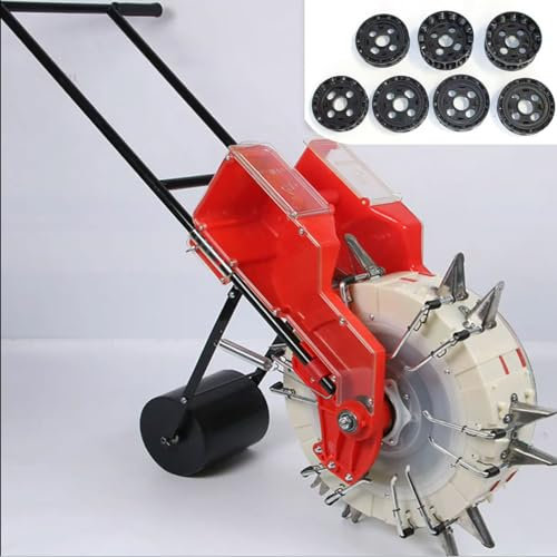 cendbirut Portable Manual Seeder 2-in-1 Hand-Push Garden Seeder Roller Seeding and Fertilizer Applicator, 7 Mouths Garden Push Seeder Planter,for Planting Corn Cotton Soybean Peanut