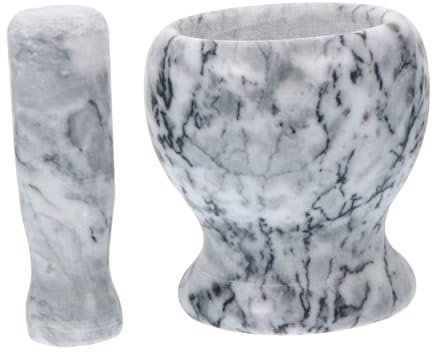 SHOWERORO Mortaio e Pestello in Marmo Per Aglio Ciotola Ergonomica Per Macinare Spezie e Pillole Utensile Da Cucina Facile Da Pulire Kit Manuale Multifunzione Per Casa