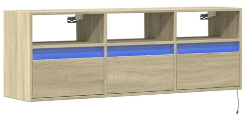 vidaXL Meuble TV Mural avec lumières LED chêne Sonoma 130x31x45 cm
