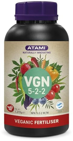 Atami - VGN 5-2-2 1 litre - Engrais végétalien pour la phase de croissance - Pour tous types de plantes - Engrais naturel, écologique et organique riche en azote.