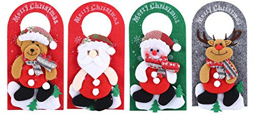 Segrehy 4 Stück/Set Weihnachts-Türschmuck, Cartoon-Türanhänger für Hotel-Schaufensterdekorationen, zum Platzieren an der Türfensterwand, helle Farbe, hochwertiges Vlies, optimal für