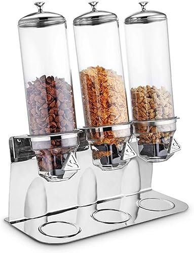 Distributore di Cibo Secco in Acciaio Inossidabile, Self-Service, Ricaricabile, per Noci, Caramelle, Cereali e Alimenti in grani da 0,5-3 cm, un'oncia per Rotazione della manopola, Controllo