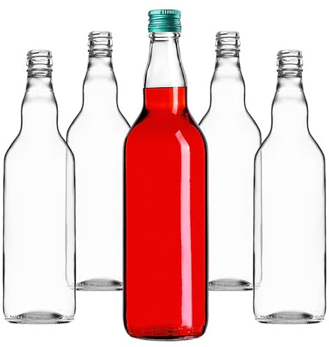 Botellas de vidrio KADAX para rellenar, 700 ml, 40 unidades, botellas de licor vacías con tapón de rosca, botellas para zumo, botellas para licor, botellas de aguardiente (verde)