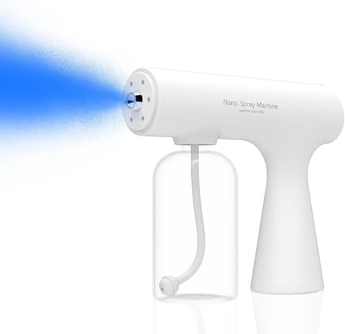 Handheld Rechargeable ULV Nano Mist Mister with Blue Light Electrostatic Technology, Portable Barbershop Humidifier for Hair Salons, Home, Office & Car Wireless Atomizer for Air Refresh(K5S)